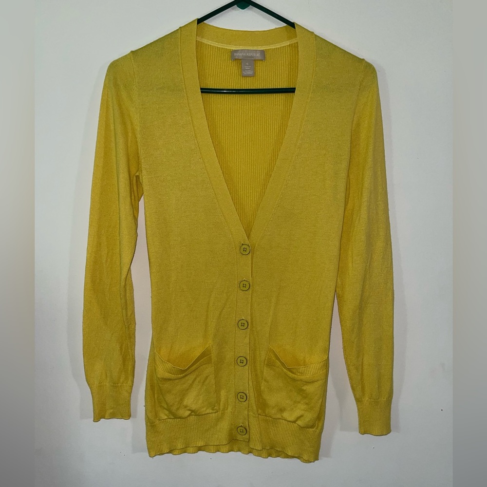 Banana Republic Yellow button down cardigan size: SMALL